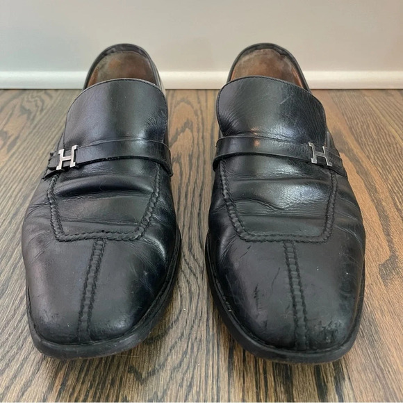 Vintage Hermes Paris black leather loafers size 9/10 main image 4